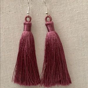 Grape, Dark Rose tassel earrings